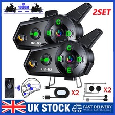 2 Set 1000M Motorcycle Helmet Intercom Bluetooth 5.3 Headset Interphone 6 Rider