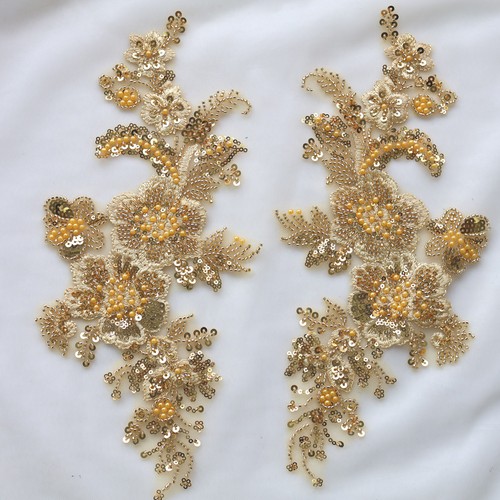 Pair beaded sequined floral - pair,