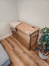 Chest Storage Rustic Solid Wood Bench With Storage