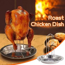 Barbecue Chicken Roaster Stand Grilling Rack BBQ Baking Cooking Pans Tools