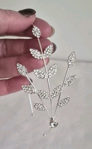 Silver crystal bridal headband - crystal,