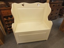 3' PAINTED MONKS BENCH SETTLE PEW SEAT STORAGE HAND MADE SOLID PINE DORSET CREAM