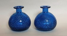 Vintage x 2 Blue Glass Bottle