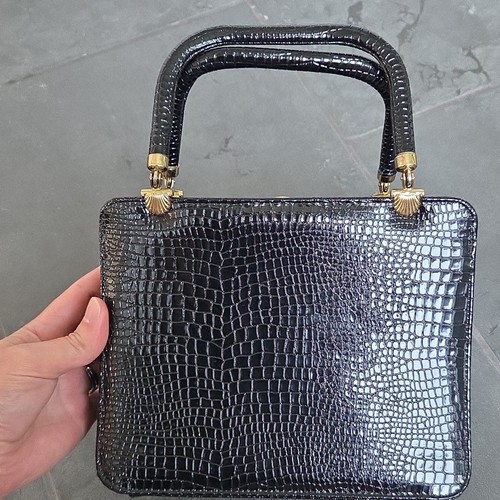 Vintage black croc embossed - vintage,