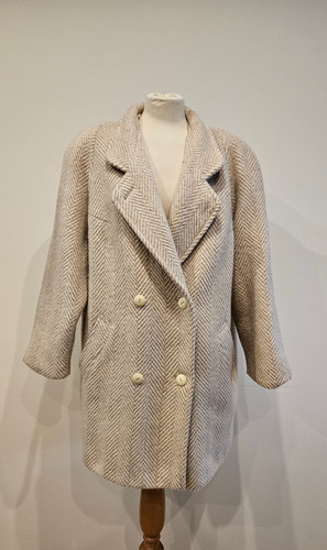 Mohair wool beige peacoat - mohair,