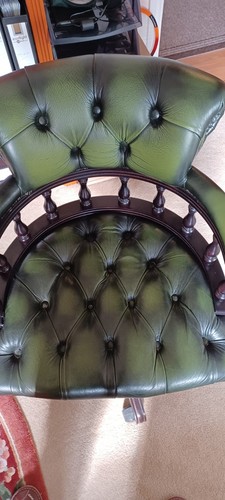 Green leather captain - leather, chair
