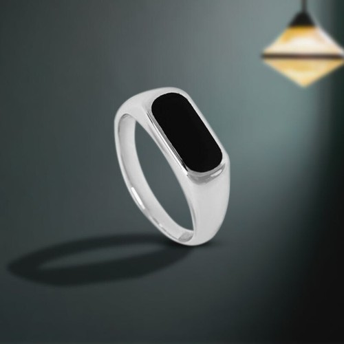 Silver signet black onyx - silver,