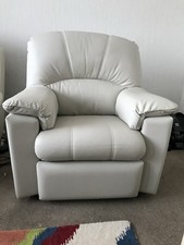 G Plan Leather Chloe Power Recliner Armchair Oxford Chalk Pre Owned