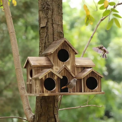 Hole wooden bird house - 5-hole,