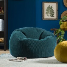 Adults Cord Bean Bag Chair, Luxury Extra Large Classic Dome Shape Beanbag, Teal