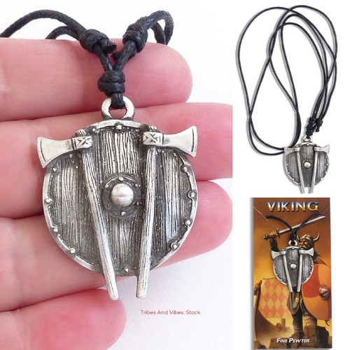 Viking shield necklace two - viking,