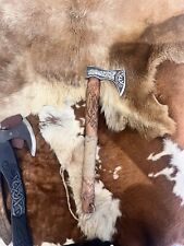 Viking Wolf Hand Carved  High Carbon Steel Axe For Wood Chop Or Display Fenrir