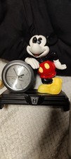 Disney Art Deco Mantle/Desk Clock Mickey Mouse, Wood base