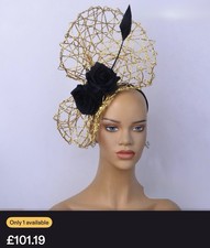 Ladies Gold & Black fascinator hat 