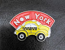 FRIDGE MAGNET SOUVENIR NEW YORK USA YELLOW TAXI CAB METAL
