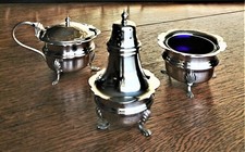 3 Piece Sterling Silver Cruet , Birmingham 1931 - very good condition