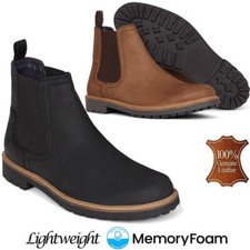 MENS LEATHER CHELSEA BOOTS DEALER ANKLE DESERT SMART FORMAL SLIP ON WORK SHOES