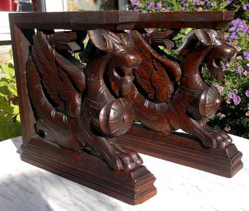 Antique pair griffin - antique,