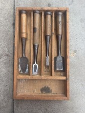 Antique Set of Japanese Chisels for Woodworking, 9 In Total, Plus Little Bits.