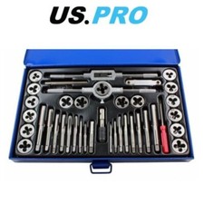 US PRO 40pc Metric Tap and Die Set Alloy Steel Pitch Gauge M3 - M12 2620