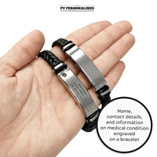 Medical Alert Bracelet Personalised Childrens/Adult Customised Engraving Steel