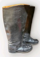 Vintage Military Boots Black Leather Riding Patrol Boots Size 6 EU 39 Russian? 
