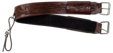 Western Leather Rear Cinch Latigo Waffle Hand Carved Flank Girth.