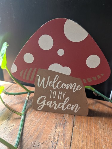 Red mushroom home decor wood
