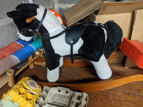 Rocking horse black - black, white