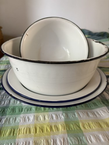 Vintage white enamel ware - vintage,