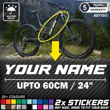 2x YOUR NAME Bike Frame Vinyl Decal Sticker Sheet Cycling Cycle Bicycle MX MTB