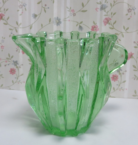 1930s stolzle green glass jug - stolzle,