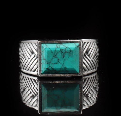 Natural turquoise mens signet - mens,