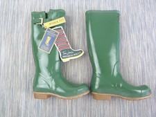 JOULES Tall Wellies Women's UK 3 Welly Boots Green N Glossy Adj Strap Wide Fit