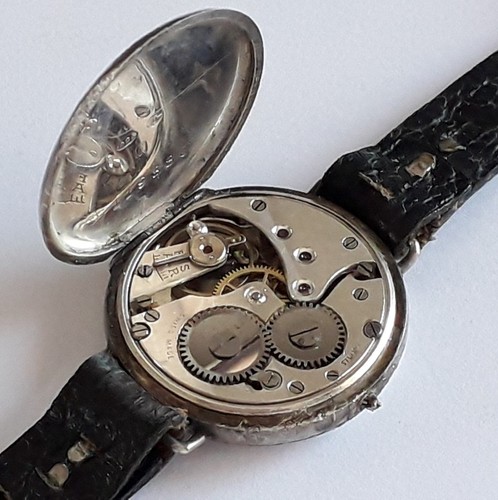 Silver cased trench watch - cased, 15