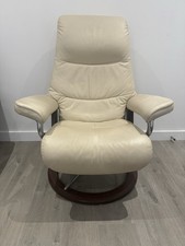 Ekornes Stressless Cream ‘Aura’ Leather Recliner Armchair / Signature Chair