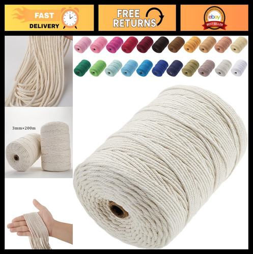 Natural cotton macrame cord - natural,