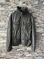 Superdry Leather Jacket Men's Medium Black Motorcycle Biker MOTO Brad Real Soft