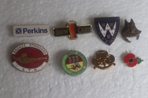 Vintage enamel pin badges - , (8)
