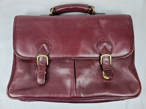 Leather briefcase burgundy - leather,