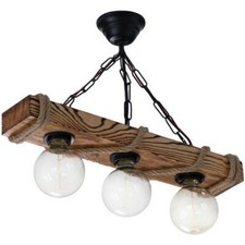  MIRA-Solid Pine Tree Chandelier Aged Wood Ceiling Pendant Light Vintage Retro