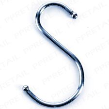6 LARGE ROUND ENDED CHROME BATHROOM S HOOKS Bathroom Towel/Shower Curtain Hooks
