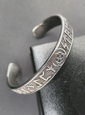 Mens Chunky Viking Runic Celtic Knot Titanium Steel Cuff Bangle Bracelet, XMAS