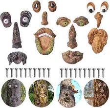 4 Pack Tree Faces Decor