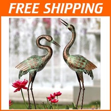 Vivid Metal Heron Statues for Elegant Garden Art - Freestanding Bird Sculptures