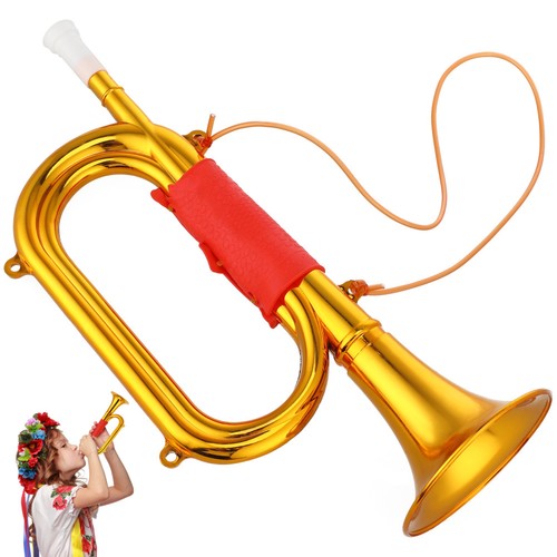 Gold trumpet plastic bugle - trumpet, toy