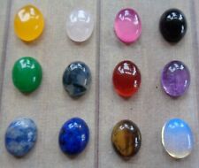 2pcs 8x10mm Natural/Synthetic Oval Semi Precious Loose Gemstone Cabochons Cameo