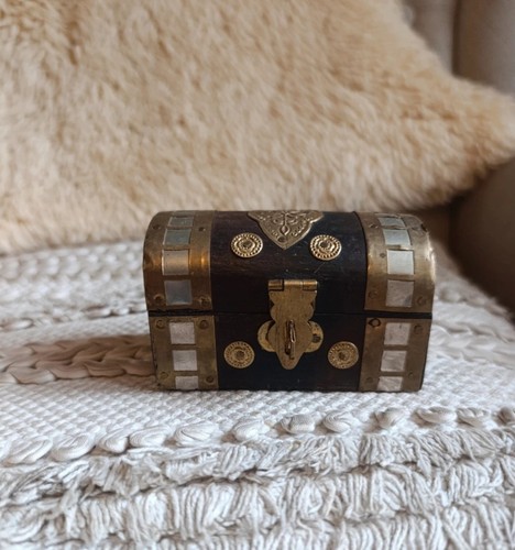 Vintage brown wooden - , inlaid