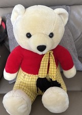 Vintage Medium 16” Rupert Bear Sitting Soft Toy Plush Scarf Retro Toys 