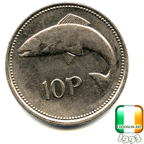 Irish 1993 ten pence 10p - pence,